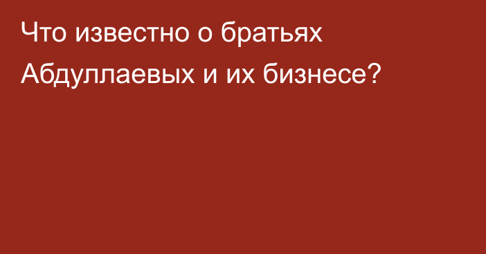 Что известно о братьях Абдуллаевых и их бизнесе?