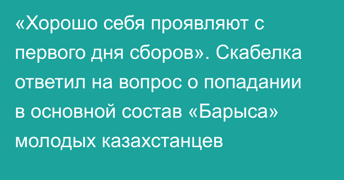 «Хорошо себя проявляют с первого дня сборов». Скабелка ответил на вопрос о попадании в основной состав «Барыса» молодых казахстанцев