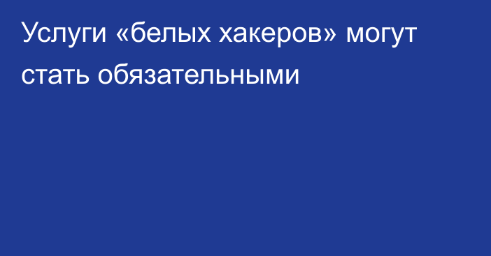 Услуги «белых хакеров» могут стать обязательными