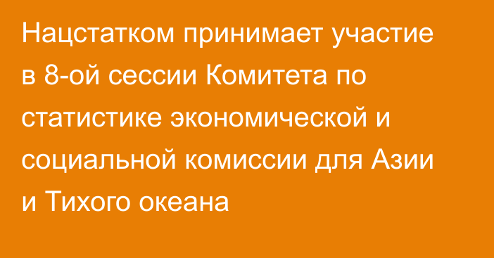 Нацстатком принимает участие в 8-ой сессии Комитета по статистике экономической и социальной комиссии для Азии и Тихого океана