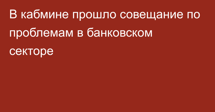 В кабмине прошло совещание по проблемам в банковском секторе