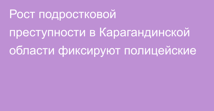 Рост подростковой преступности в Карагандинской области фиксируют полицейские