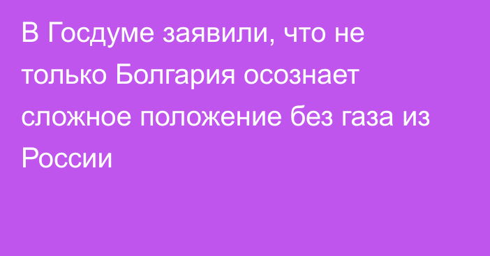 В Госдуме заявили, что не только Болгария осознает сложное положение без газа из России