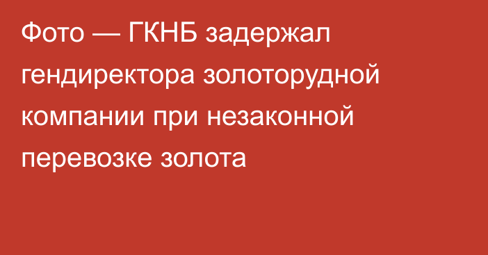 Фото — ГКНБ задержал гендиректора золоторудной компании при незаконной перевозке золота