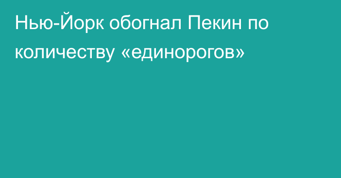 Нью-Йорк обогнал Пекин по количеству «единорогов»