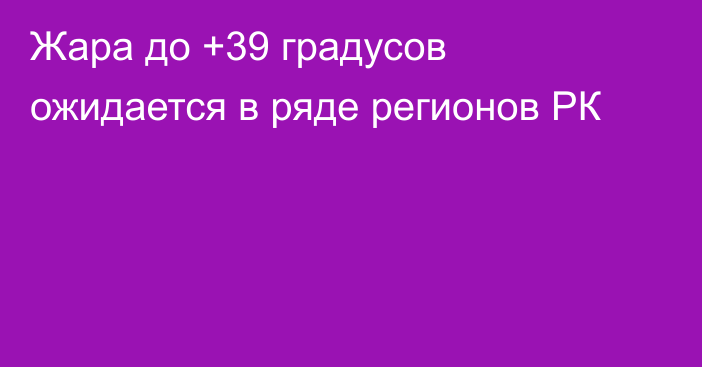 Жара до +39 градусов ожидается в ряде регионов РК