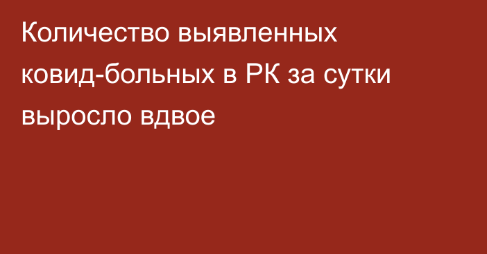 Количество выявленных ковид-больных в РК за сутки выросло вдвое