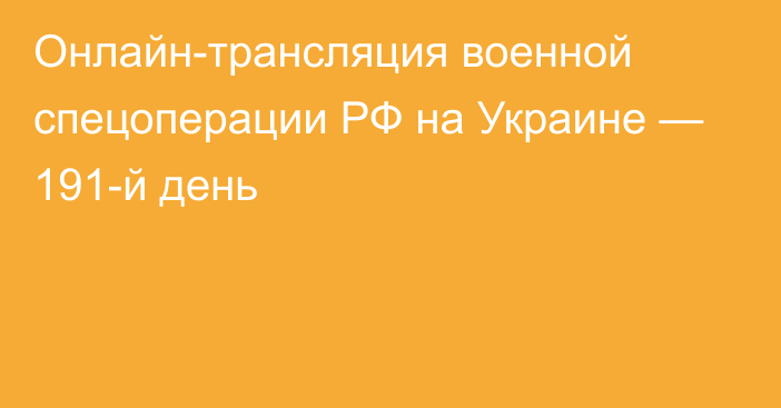 Онлайн-трансляция военной спецоперации РФ на Украине — 191-й день