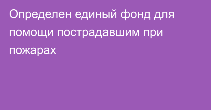 Определен единый фонд для помощи пострадавшим при пожарах