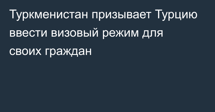 Туркменистан призывает Турцию ввести визовый режим для своих граждан