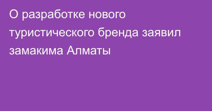 О разработке нового туристического бренда заявил замакима Алматы