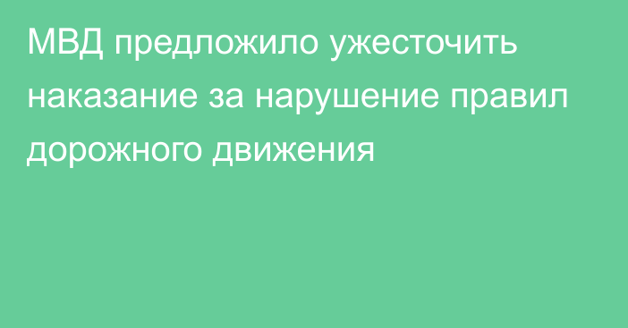 МВД предложило ужесточить наказание за нарушение правил дорожного движения