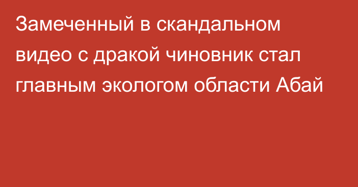 Замеченный в скандальном видео с дракой чиновник стал главным экологом области Абай