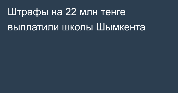 Штрафы на 22 млн тенге выплатили школы Шымкента