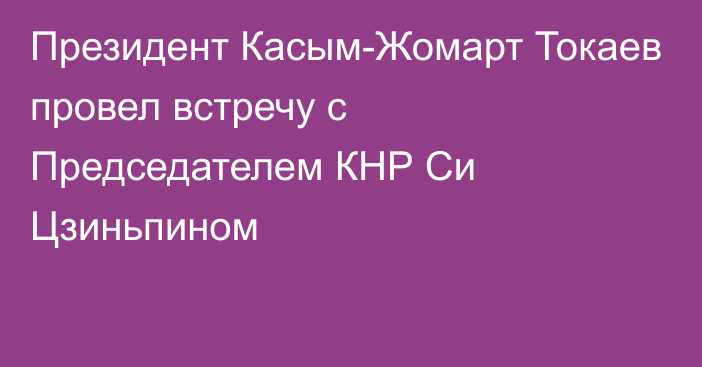 Президент Касым-Жомарт Токаев провел встречу с Председателем КНР Си Цзиньпином