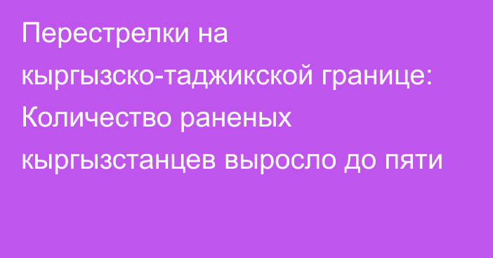 Перестрелки на кыргызско-таджикской границе: Количество раненых кыргызстанцев выросло до пяти