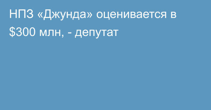 НПЗ «Джунда» оценивается в $300 млн, - депутат