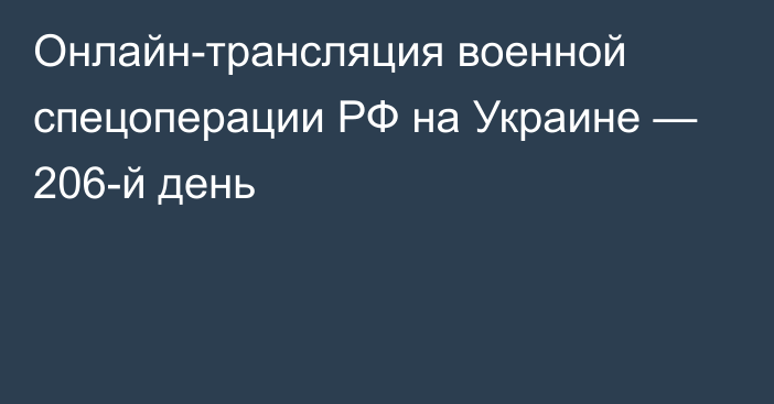 Онлайн-трансляция военной спецоперации РФ на Украине — 206-й день