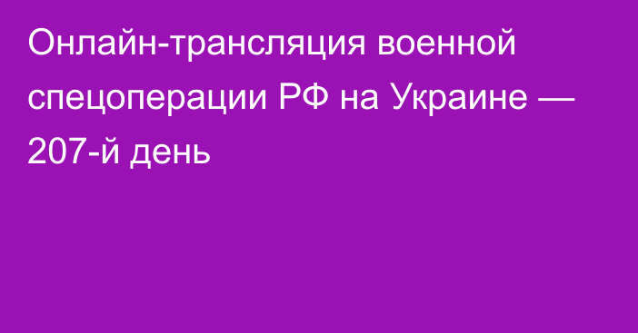 Онлайн-трансляция военной спецоперации РФ на Украине — 207-й день