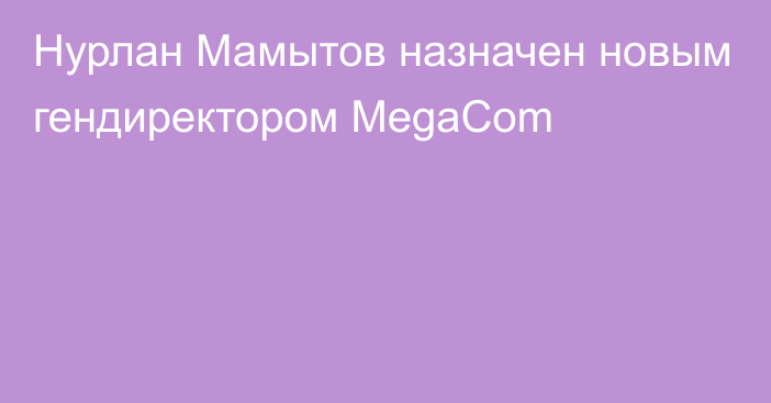 Нурлан Мамытов назначен новым гендиректором MegaCom