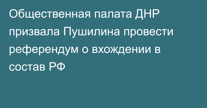 Общественная палата ДНР призвала Пушилина провести референдум о вхождении в состав РФ