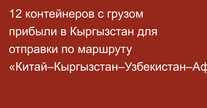 12 контейнеров с грузом прибыли в Кыргызстан для отправки по маршруту «Китай–Кыргызстан–Узбекистан–Афганистан»