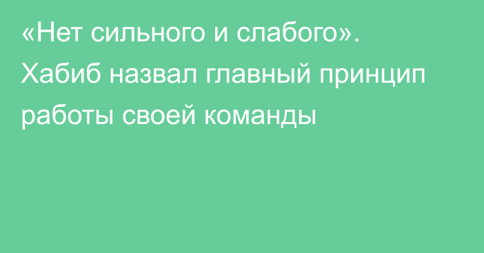 «Нет сильного и слабого». Хабиб назвал главный принцип работы своей команды