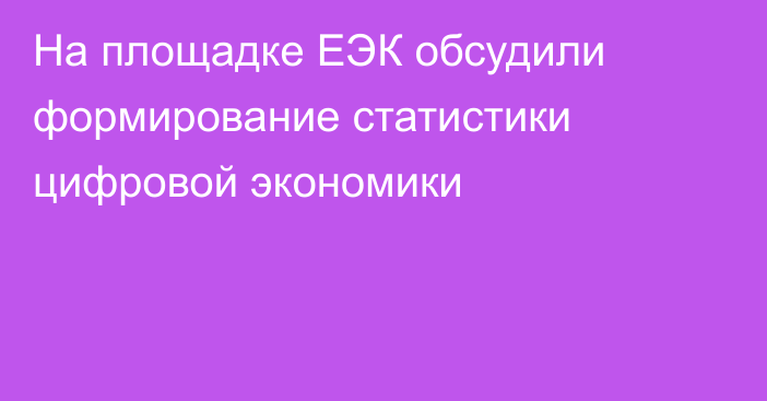 На площадке ЕЭК обсудили формирование статистики цифровой экономики