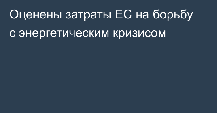 Оценены затраты ЕС на борьбу с энергетическим кризисом