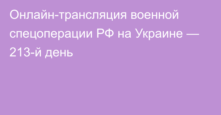 Онлайн-трансляция военной спецоперации РФ на Украине — 213-й день