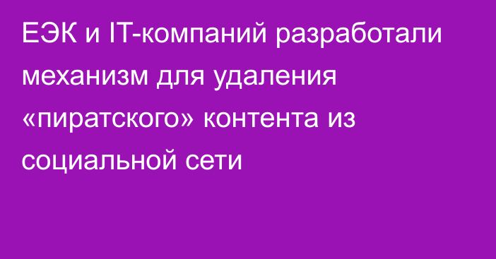 ЕЭК и IT-компаний разработали механизм для удаления «пиратского» контента из социальной сети