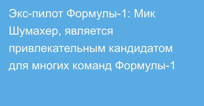 Экс-пилот Формулы-1: Мик Шумахер, является привлекательным кандидатом для многих команд Формулы-1