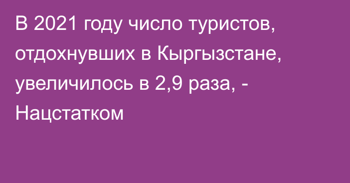 В 2021 году число туристов, отдохнувших в Кыргызстане, увеличилось в 2,9 раза, - Нацстатком