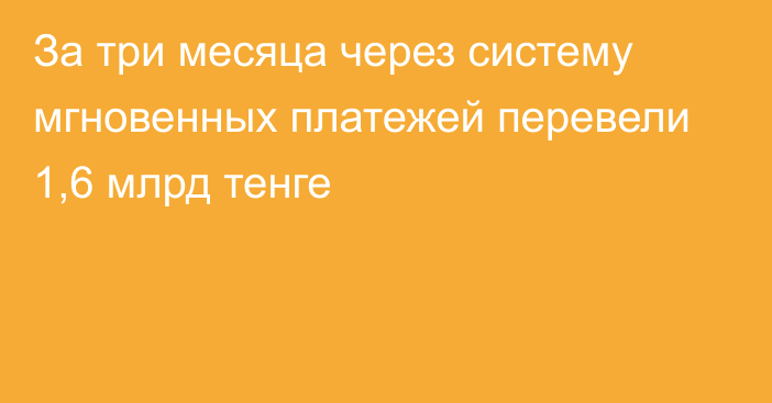 За три месяца через систему мгновенных платежей перевели 1,6 млрд тенге