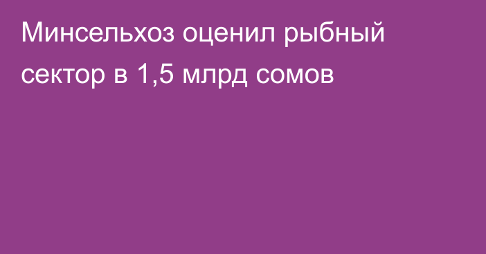 Минсельхоз оценил рыбный сектор в 1,5 млрд сомов