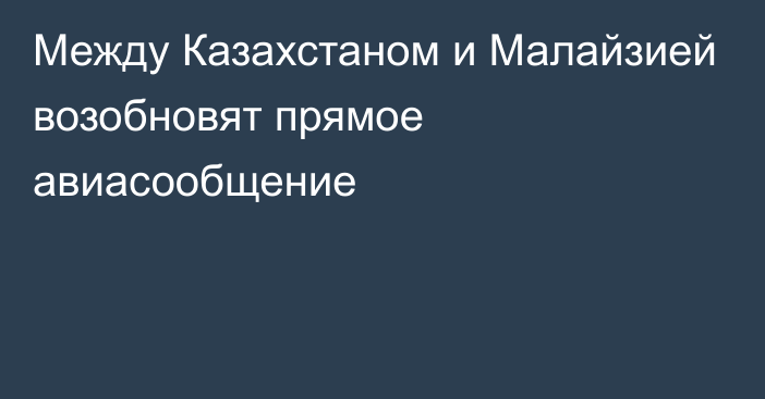 Между Казахстаном и Малайзией возобновят прямое авиасообщение