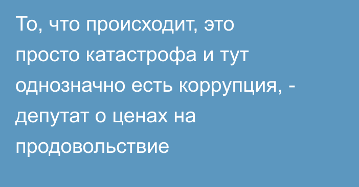 То, что происходит, это просто катастрофа и тут однозначно есть коррупция, - депутат о ценах на продовольствие