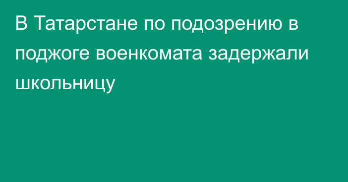 В Татарстане по подозрению в поджоге военкомата задержали школьницу