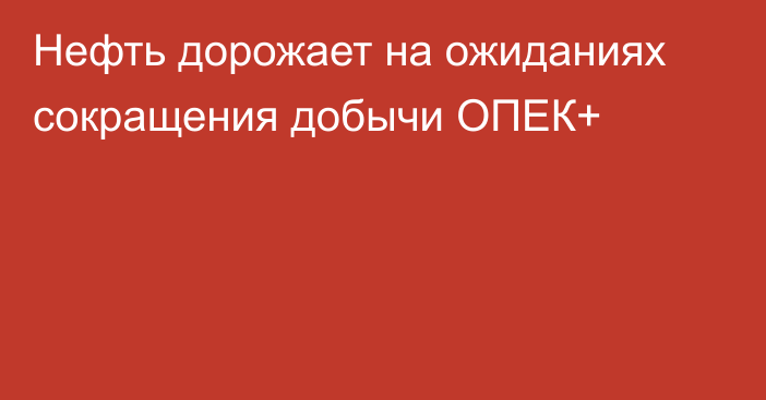 Нефть дорожает на ожиданиях сокращения добычи ОПЕК+