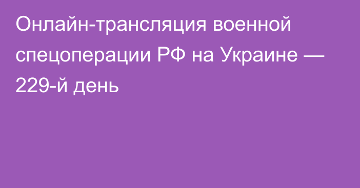 Онлайн-трансляция военной спецоперации РФ на Украине — 229-й день