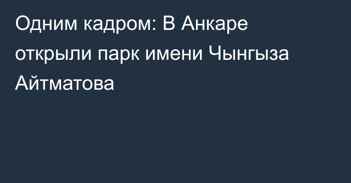 Одним кадром: В Анкаре открыли парк имени Чынгыза Айтматова