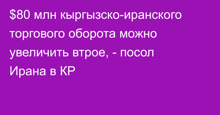 $80 млн кыргызско-иранского торгового оборота можно увеличить втрое, - посол Ирана в КР