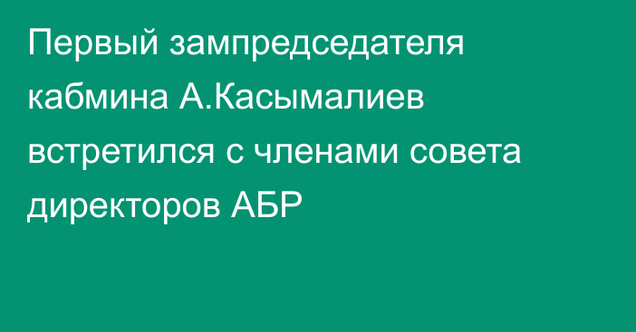 Первый зампредседателя кабмина А.Касымалиев встретился с членами совета директоров АБР