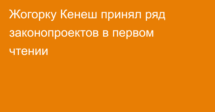 Жогорку Кенеш принял ряд законопроектов в первом чтении