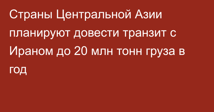 Страны Центральной Азии планируют довести транзит с Ираном до 20 млн тонн груза в год