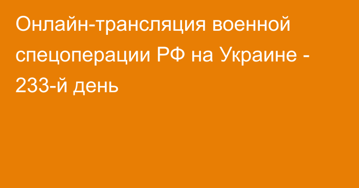 Онлайн-трансляция военной спецоперации РФ на Украине - 233-й день