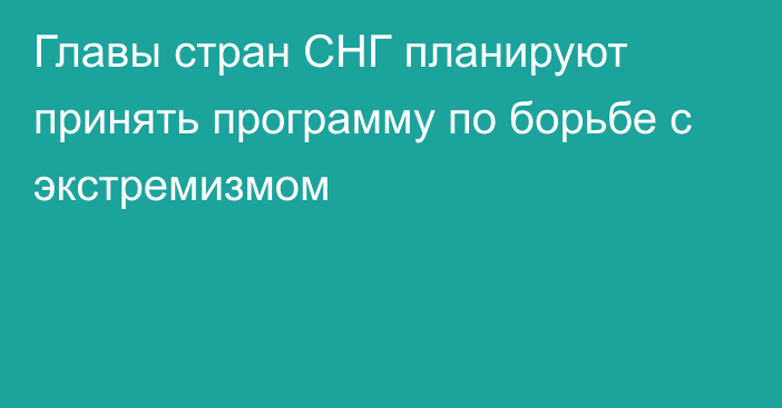 Главы стран СНГ планируют принять программу по борьбе с экстремизмом