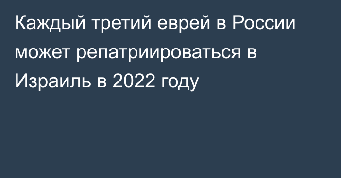 Каждый третий еврей в России может репатриироваться в Израиль в 2022 году