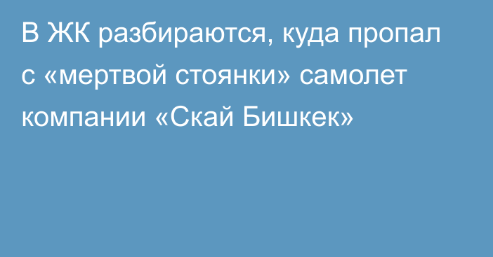 В ЖК разбираются, куда пропал с «мертвой стоянки» самолет компании «Скай Бишкек»