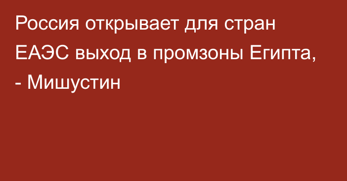 Россия открывает для стран ЕАЭС выход в промзоны Египта, - Мишустин